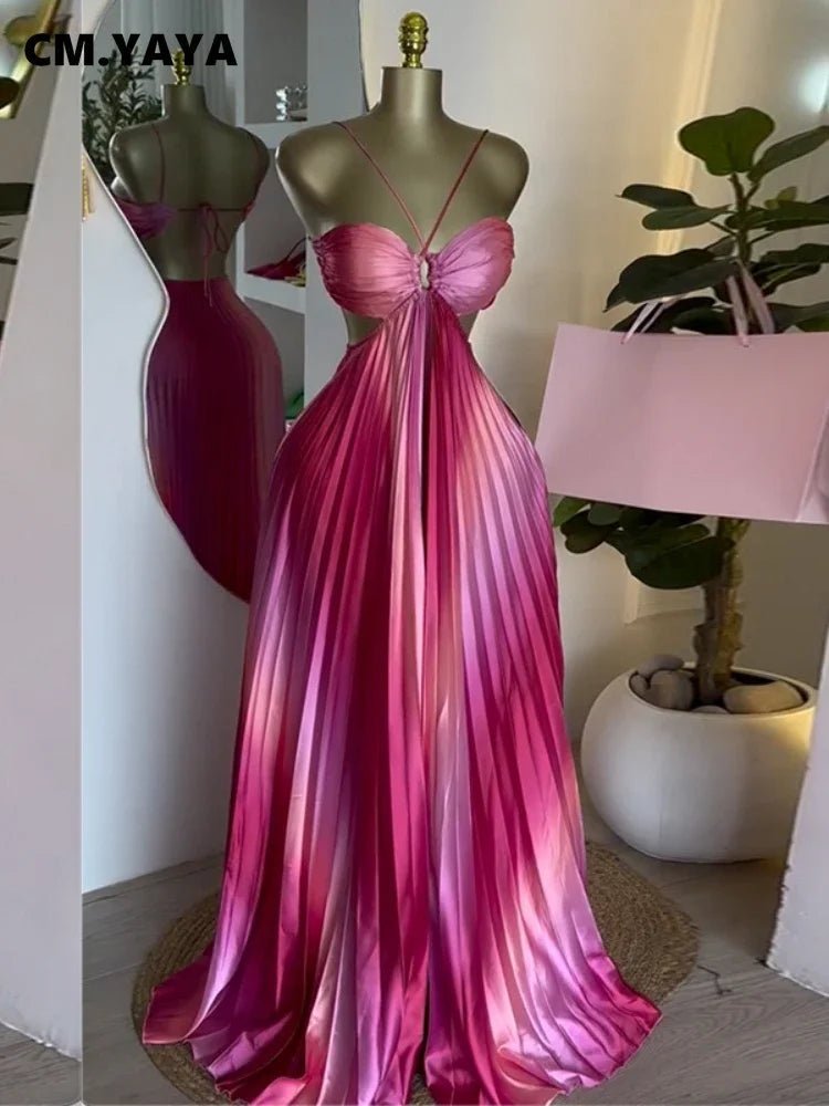 Backless Cutout Maxi Dress rose red