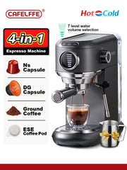Cafelife 4-in-1 espresso machine with various coffee pod compatibility on a white background
