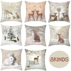 Christmas Pillow Covers Elk Tree Merry Xmas Home Decor Sofa Cushion Decorative Throw Holiday Set