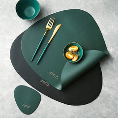 Placemat Set PU Leather Heat Insulation Non-Slip Simple Coaster Dining Table Mat Home Decor