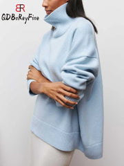 Sweater Women Turtleneck Oversized Long Sleeve Pullover Casual Loose Fit Knitted Cozy Fashion Top