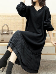 Knit Sweater Dress Women Elegant Loose Long Fit Casual Warm Winter Fashion Dress
