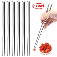Chopsticks Stainless Steel 1-5 Pairs Non-Slip Chinese Korean Japanese Sushi Metal Kitchen Tableware Set