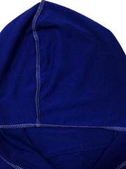 blue hooded maxi dress