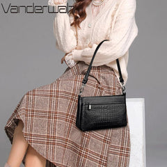Shoulder Bag Women Cowhide Leather Handle Luxury Designer Inspired Messenger Handbag Purse