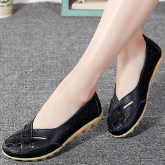 Flat Shoes Women Faux Leather Breathable Soft Loafers Casual Slip-On Comfortable Everyday Fashion