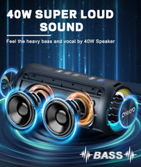 40W Super Loud Sound speaker with glowing components on a dark background