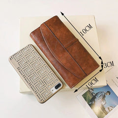 Wallet Women Vintage Trifold Large PU Leather Clutch Purse Hasp Closure Phone Credit Card Bag