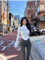 Zip Neck Slim Knit Sweater Women Long Sleeve Casual Warm Everyday Winter Fashion Top