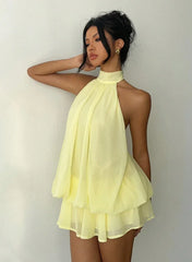 Backless Halter Tie-Waist Mini Dress — Slim Fit Vacation Dres
