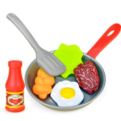 Kitchen Play Set Kids 8-Piece Simulation Food Pretend Play Pot Steak Vegetable Cooking Gift