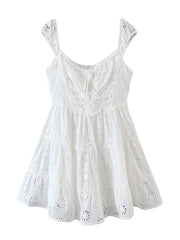 French Lace Mini Dress Women Chic Short Party Casual Beach Vacation Summer Fashion Dress