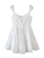 French Lace Mini Dress Women Chic Short Party Casual Beach Vacation Summer Fashion Dress