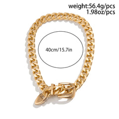 Choker Necklace Women Cuban Chunky Chain Punk Belt Buckle Vintage Heavy Metal Thick Short Fashion
