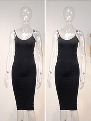 Y2K Spaghetti Strap Bodycon Mini Dress Women Retro Pink Seamless Stretch Spring Summer Fashion