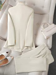 Pant Suit Women Elegant Business Formal Blazer Jacket Trousers 2-Piece Contemporary Office Attire Set