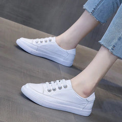 Sneakers Women Genuine Leather White Vulcanized Casual All Season Comfortable Everyday Shoes