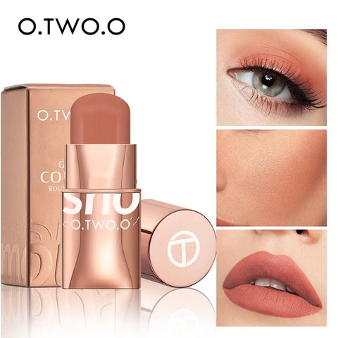 Lipstick Blush Stick 3-in-1 Eyes Cheek Lip Tint Buildable Waterproof Lightweight Multi Face Makeup