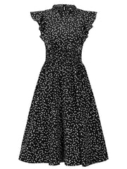 Floral Print Chiffon Sundress Women Butterfly Sleeve A-Line Ruffle Casual Beach Vacation Summer