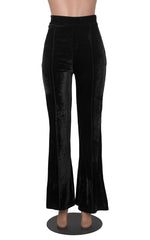 Velvet Bell Bottoms High Waist Flares Stretchy Pants