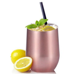 Thermos Cup Stainless Steel Double Insulated Stemless Tumbler Wine Beer Tea Soda Heat Cold Retaining