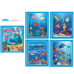 Magic Water Coloring Book Kids Reusable Montessori Drawing Unicorn Dinosaur Animal Early Education