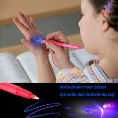 Invisible Ink Pen Kids 2-in-1 UV Black Light Magic Purple Luminous Drawing Learning Education Gift