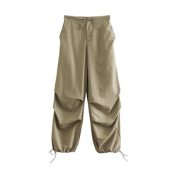 Parachute Pants Women Vintage Chic Drawstring Casual Streetwear Fashion Trousers
