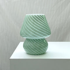 LED Glass Desk Lamp Small Bedroom Living Room Bedside Striped Night Light Home Decor Gift
