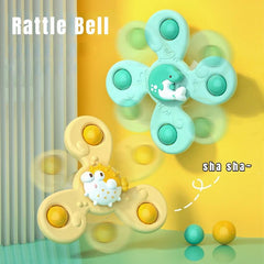 Bath Toy Baby 3-Piece Funny Sucker Spinner Suction Cup Cartoon Rattle Fidget Educational Gift