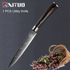 Japanese Kitchen Knife Set Chef Stainless Steel Sanding Laser Pattern Professional Cooking Tool