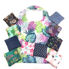 Foldable Shopping Bag Eco-Friendly Print Tote Pouch Large Capacity Reusable Travel Grocery Handbag