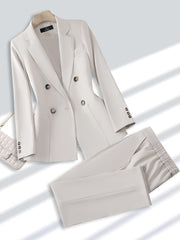 Blazer & Trouser Set Women 2-Piece Elegant Office Business Casual Chic Fashion Suit Outfit