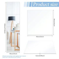 Mirror Wall Stickers 4-Piece 3D Self-Adhesive Flexible DIY Acrylic Art Living Room Home Decoration