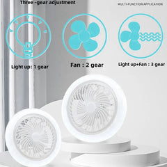 Ceiling Fan Light LED 2-in-1 Three-Speed Remote Wall Control Bedroom Home Lamp Bead Fixture