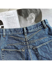Denim Shorts Women Blue Loose Y2K Aesthetic Oversized Wide Cowboy Casual Jean Short Pants