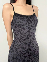 Maxi Dress Women Y2K Grunge Loose Fit Spaghetti Strap Retro Spring Summer Casual Fashion Dress