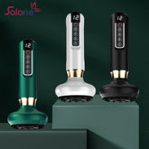 Three handheld devices with digital displays on a green background, featuring the brand 'Salorie'.