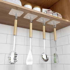 Adhesive Hooks 10-Pack Transparent Stainless Steel Self-Stick Kitchen Bathroom Door Wall Multi-Function