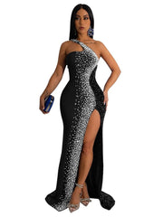 Sequin Mermaid Maxi Dress Women Luxury Sparkly Crystal Split Elegant Evening Party Fashion Dress