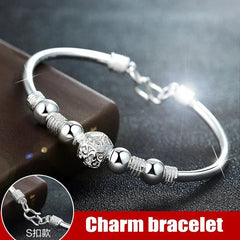 Charm Bracelet Women 925 Sterling Silver Lucky Cuff Bangle Fashion Jewelry Elegant Gift Accessories