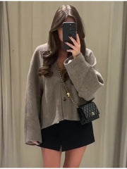 Oversized Blazer Women Faux Wool Long Casual Loose Fit Coat Fall Winter Chic Jacket Outerwear