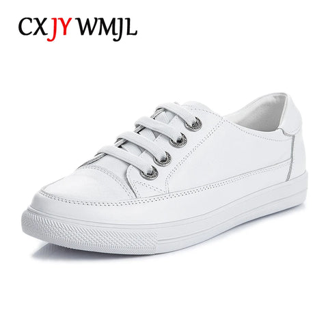 Sneakers Women Genuine Leather White Vulcanized Casual All Season Comfortable Everyday Shoes