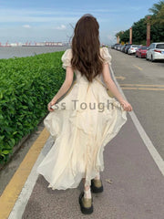 Chiffon Fairy Dress for Women Solid Elegant Party Midi Dress Casual Designer Fashion Chic A-Line Dress
