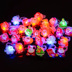 LED Light Up Rings Kids 5-15 Pack Christmas Halloween Glowing Theme Toy Gift Party Favor Holiday