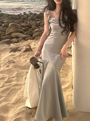 Ruffled Patchwork Mermaid Dress Women Elegant Evening Party Casual Chic Fashion Dress