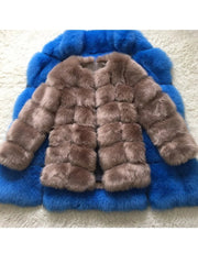 Faux Fox Fur Coat Women Luxury Long Thick Warm Fluffy Winter Jacket Outerwear Fashion
