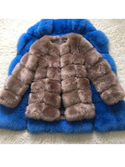 Women's Luxury Long Faux Fox Fur Coat Thick Warm Winter Fluffy Faux Fur Jacket Coats