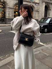 Oversized Bomber Jacket Women Solid Chic 15 Colors Casual Contemporary Outerwear Fashion Coat