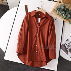 Poplin Shirt Women V-Neck Loose Casual Comfortable Everyday Spring Summer Fashion Top